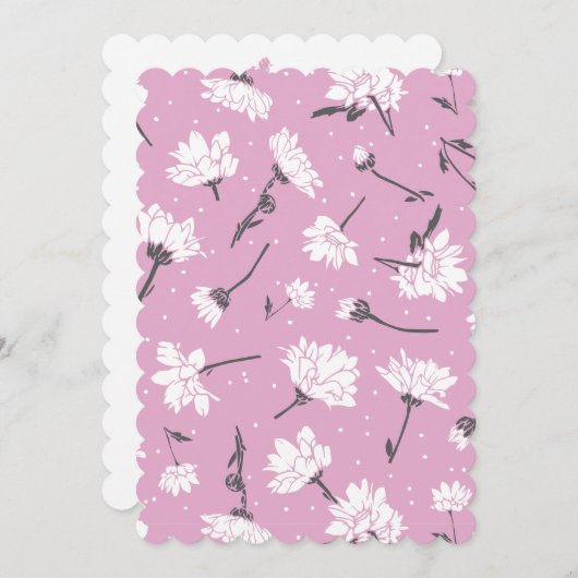 ピンク花柄デザインエレガント – フラワーアート シーズンカード (正面/裏面)