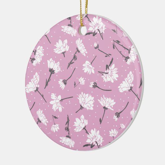 ピンク花柄デザインエレガント – フラワーアート セラミックオーナメント (左)
