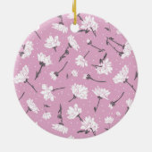 ピンク花柄デザインエレガント – フラワーアート セラミックオーナメント (裏面)