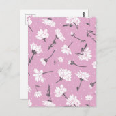 ピンク花柄デザインエレガント – フラワーアート ポストカード (正面/裏面)