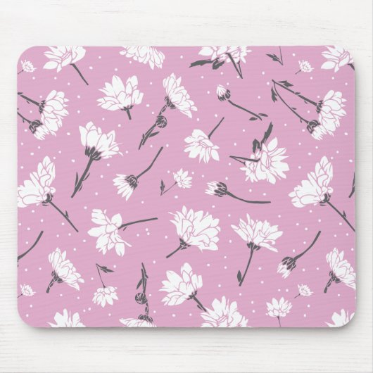 ピンク花柄デザインエレガント – フラワーアート マウスパッド (正面)