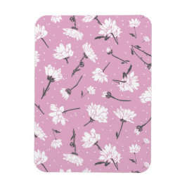 ピンク花柄デザインエレガント – フラワーアート マグネット