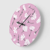 ピンク花柄デザインエレガント – フラワーアート ラージ壁時計 (傾斜)
