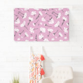 ピンク花柄デザインエレガント – フラワーアート 横断幕 (インサイチュ)