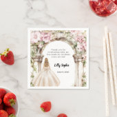 ピンク花模様のアーチドレス誕生日 スタンダードカクテルナプキン (インサイチュ)