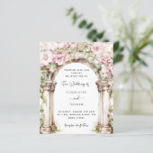ピンク花模様アーチ結婚式招待状 (スタンド正面)