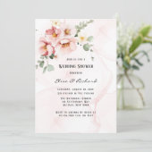 ピンク花模様エレガントユーカリウェディングシャワー 招待状 (スタンド正面)