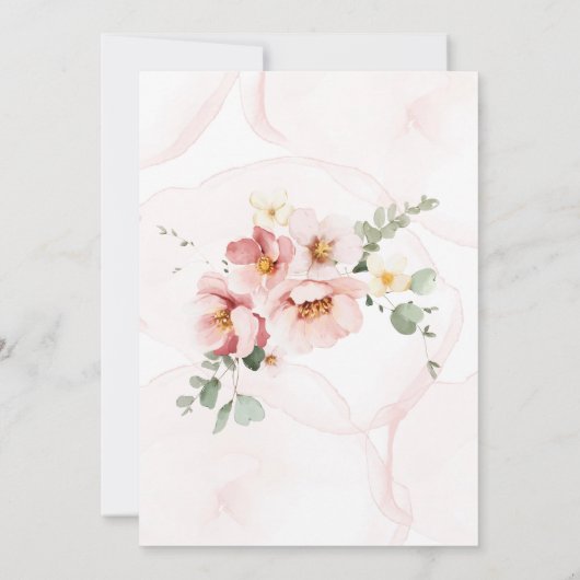 ピンク花模様エレガントユーカリウェディングシャワー 招待状 (裏面)