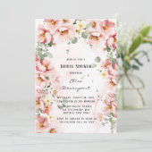 ピンク花模様エレガントユーカリブライダルシャワー 招待状 (スタンド正面)
