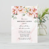 ピンク花模様エレガントユーカリプツカップルシャワー 招待状 (スタンド正面)