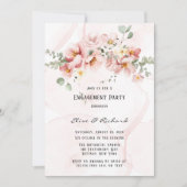 ピンク花模様エレガントユーカリ婚約パーティ 招待状 (正面)