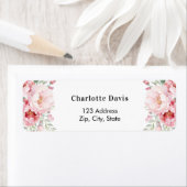 ピンク花模様バラ差出人住所 ラベル (インサイチュ)