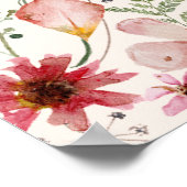 ピンク花模様ブライダルシャワーウェルカムサインポスター ポスター (角)