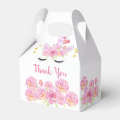 ピンク花模様ユニコーン金ゴールドハート誕生日 フェイバーボックス (裏面サイド)