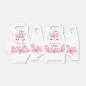 ピンク花模様ユニコーン金ゴールドハート誕生日 フェイバーボックス (折り畳みなし)