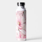 ピンク花模様名前をカスタムする ウォーターボトル (左面)