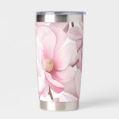 ピンク花模様名前をカスタムする 保温保冷タンブラー (左面)
