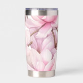 ピンク花模様名前をカスタムする 保温保冷タンブラー (背面)