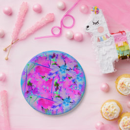 ピンク花模様紙プレート ペーパープレート