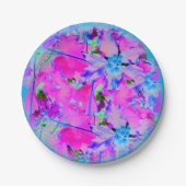 ピンク花模様紙プレート ペーパープレート (正面)