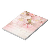 ピンク花模様素朴な木製の壁さくらんぼ ノートパッド (回転)
