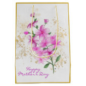 ピンク花模様金ゴールド詳細 | ハッピーマザーズデイ ミディアムペーパーバッグ (裏面)