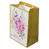 ピンク花模様金ゴールド詳細 | ハッピーマザーズデイ ミディアムペーパーバッグ (裏面アングル)