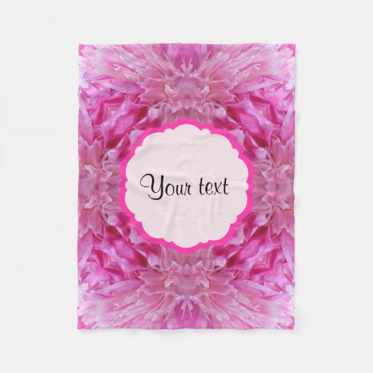 ピンク花模様 フリースブランケット (正面)