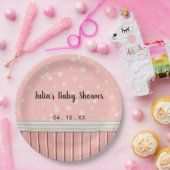 ピンク花模様 ペーパープレート (パーティー)