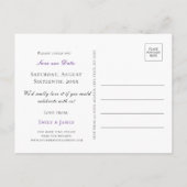 ピンク花模様&蝶 |結婚式の日付の保存 案内ポストカード (裏面)