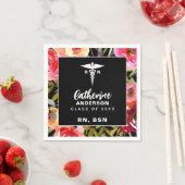 ピンク花模様RN BSNナース スタンダードカクテルナプキン (インサイチュ)