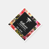 ピンク花模様RN BSNナース スタンダードカクテルナプキン (角)