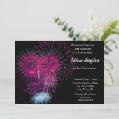 ピンク花火退職パーティの招待状 招待状 (スタンド正面)