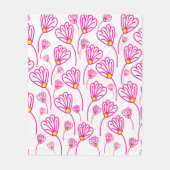 ピンク花花花柄 フリースブランケット (正面)