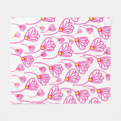 ピンク花花花柄 フリースブランケット (正面(横))