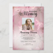 ピンク花葬儀招待状 招待状 (正面)