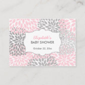 ピンク花赤ちゃんシャワーおむつラッフルチケット エンクロージャーカード (裏面)