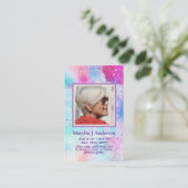 ピンク芸術品を気取ったブルー100x祈りの言葉メモリアルカード 名刺 (スタンド正面)