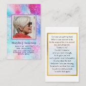 ピンク芸術品を気取ったブルー100x祈りの言葉メモリアルカード 名刺 (正面/裏面)