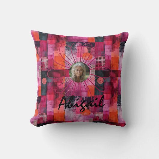 ピンク芸術的のカスタム柄の写真枕 クッション (正面)