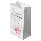 ピンク芸術的のバラの書結婚道の歓迎 スモールペーパーバッグ (正面アングル)