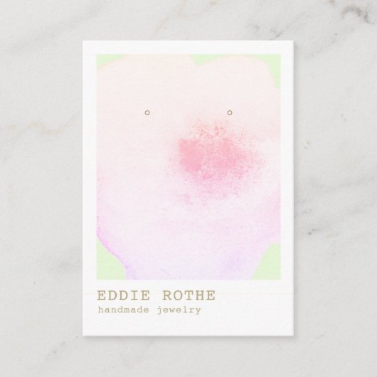 ピンク芸術的のフローラ水色イヤリングディスプレイ 名刺 (正面)