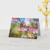 ピンク芸術的の桜の花がさくらんぼ園 カード (黄色い花)