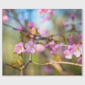 ピンク芸術的の桜の花がさくらんぼ園 ラッピングペーパー (フラット)