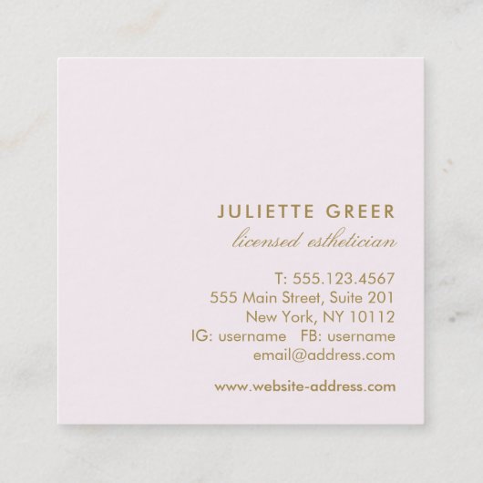 ピンク芸術的の水彩フローラ正方形 スクエア名刺 (裏面)