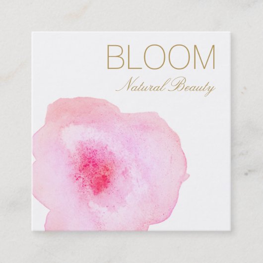 ピンク芸術的の水彩フローラ正方形 スクエア名刺 (正面)