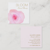 ピンク芸術的の水彩フローラ正方形 スクエア名刺 (正面/裏面)