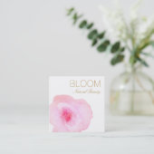 ピンク芸術的の水彩フローラ正方形 スクエア名刺 (スタンド正面)