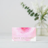 ピンク芸術的の水彩大フローラアート 名刺 (スタンド正面)