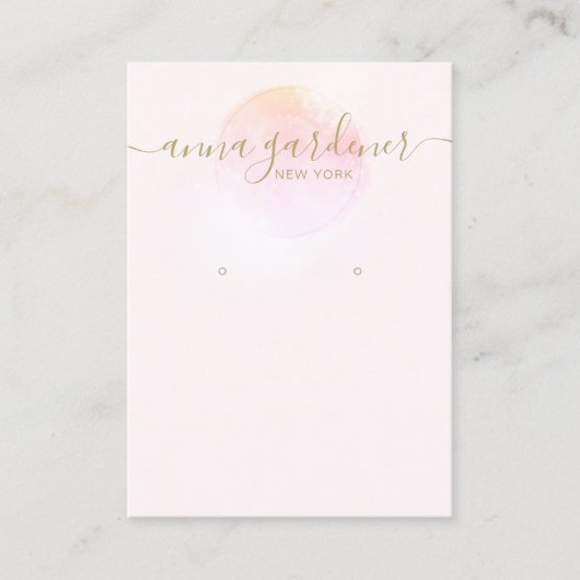 ピンク芸術的の水色のスクリプトイヤリングディスプレイ 名刺 (正面)